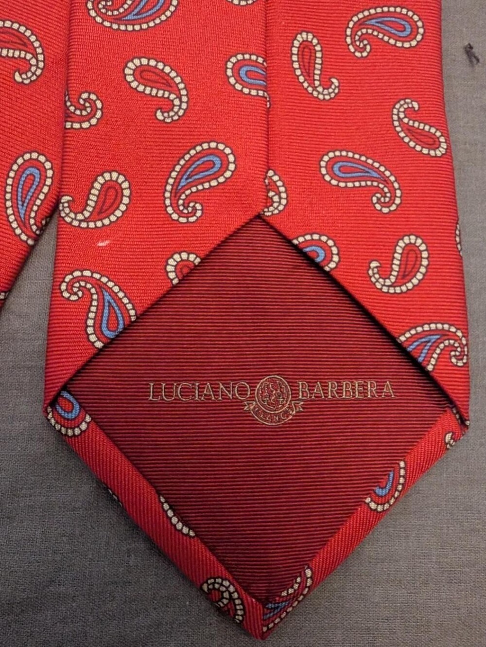 Luciano Barbera Red Paisley Silk Tie